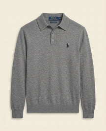 St. Martin Co RL Heather Grey Knit Polo Sweater — front view