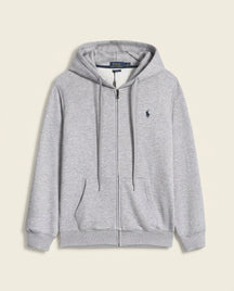 St. Martin Co RL Heather Grey Full-Zip Fleece Hood — front view