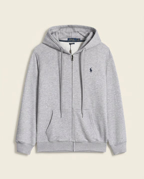 St. Martin Co RL Heather Grey Full-Zip Fleece Hood — front view