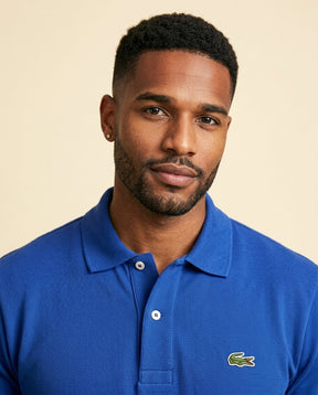 St. Martin Co LC Cobalt Piqué Short-Sleeve Polo — detail view