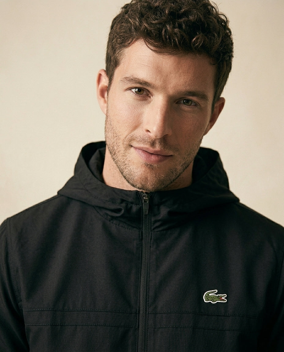 St. Martin Co LC Black Hooded Shell Zip Jacket — lifestyle view