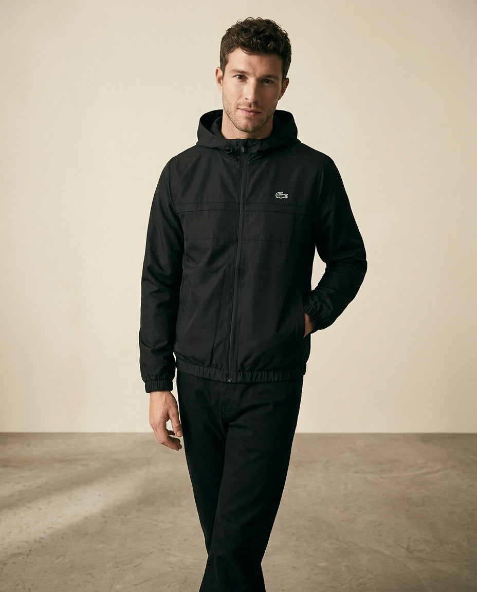 St. Martin Co LC Black Hooded Shell Zip Jacket — detail view