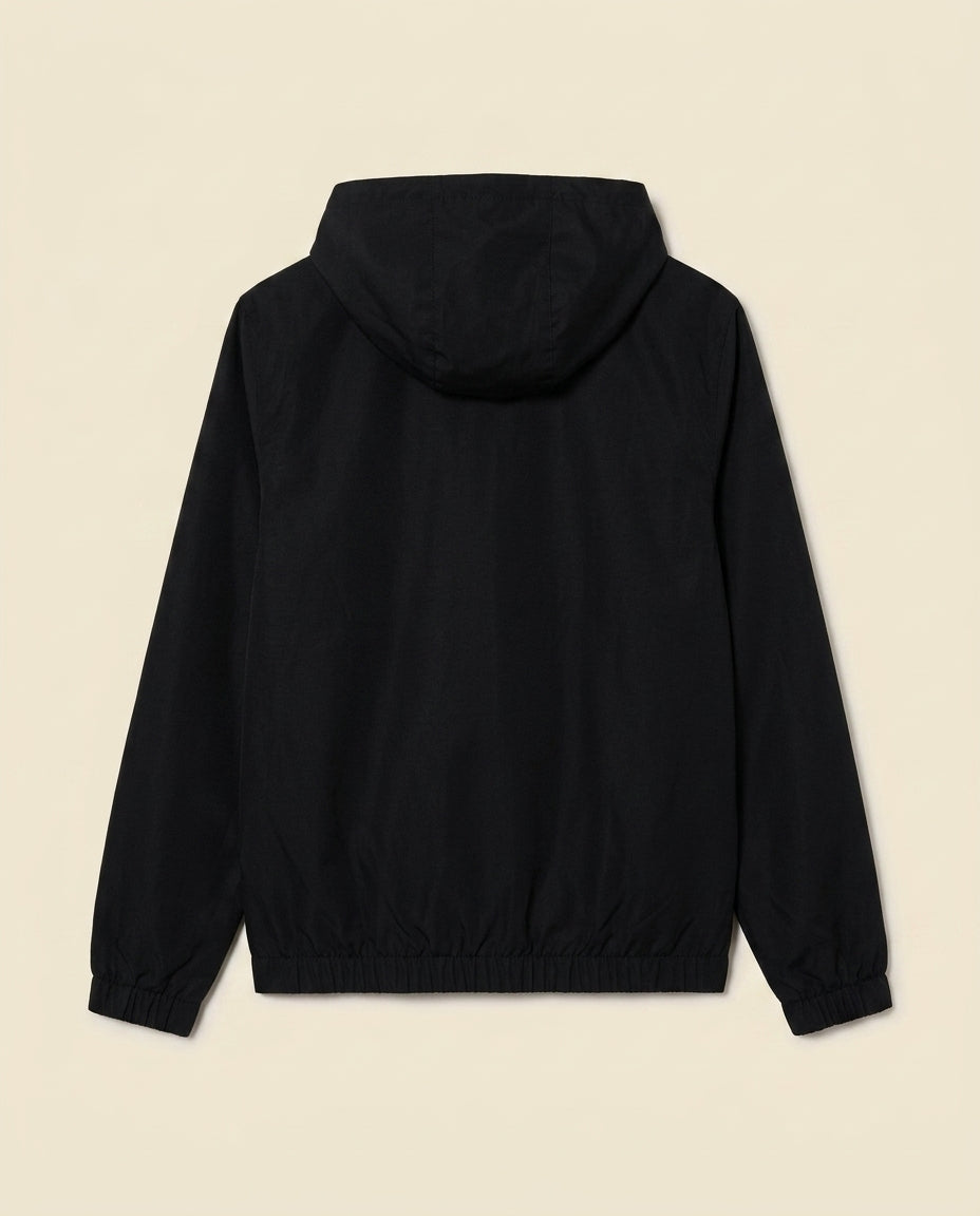 St. Martin Co LC Black Hooded Shell Zip Jacket — back view