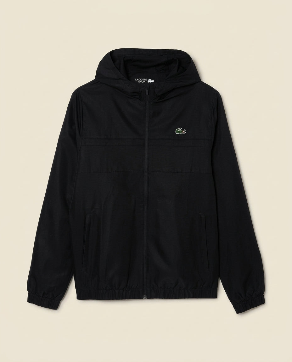 St. Martin Co LC Black Hooded Shell Zip Jacket — front view