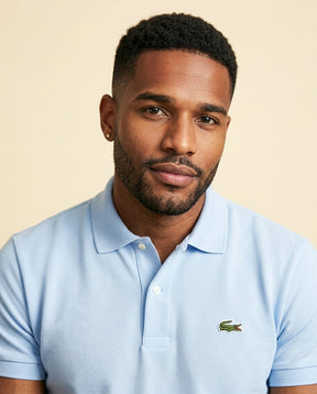 St. Martin Co LC Pale Blue Piqué Short Sleeve Polo — detail view