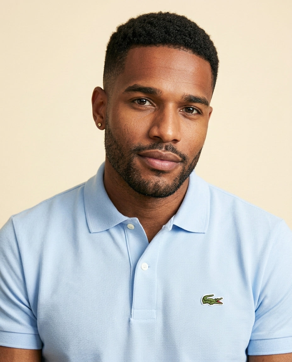 St. Martin Co LC Pale Blue Piqué Short Sleeve Polo — detail view