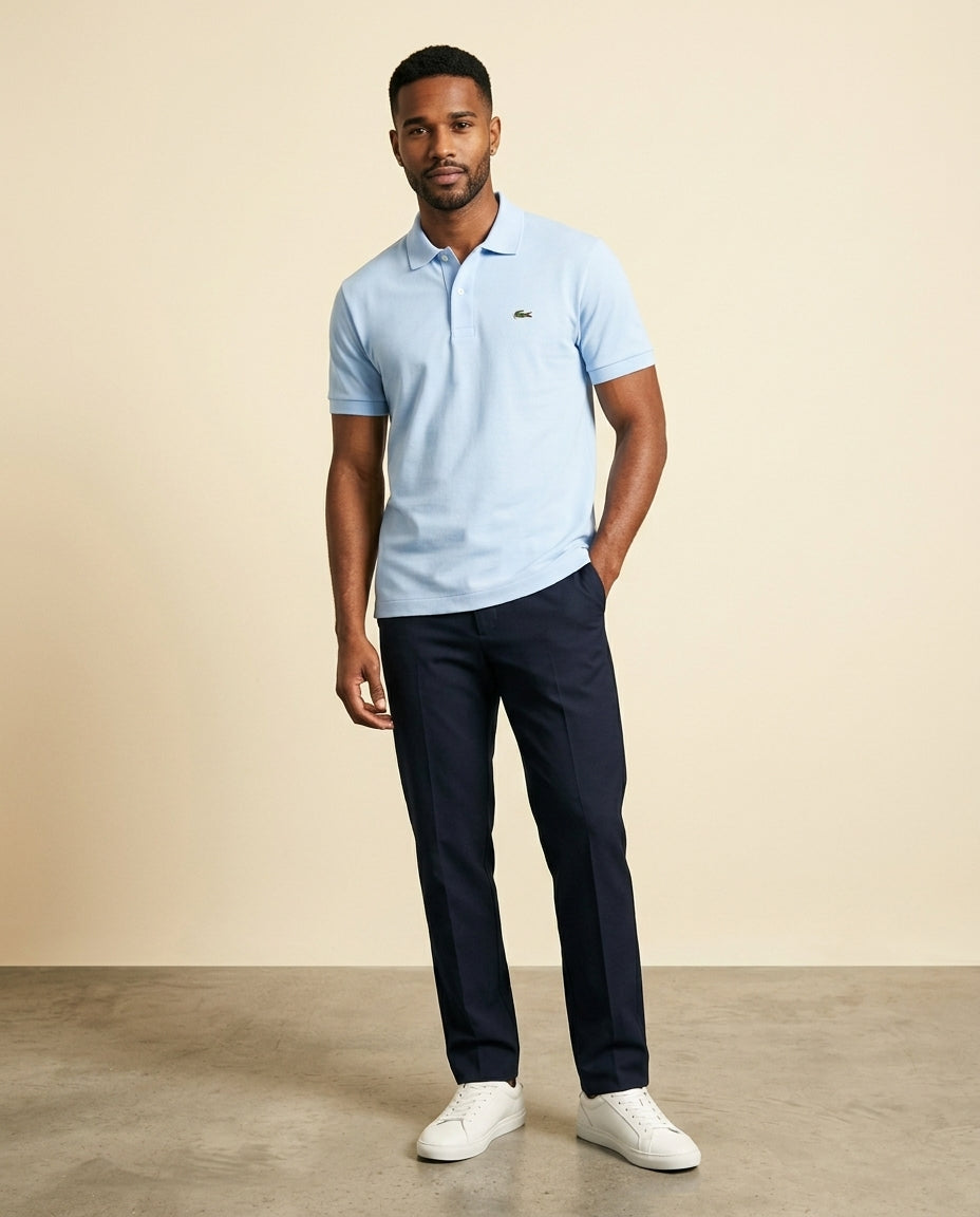 St. Martin Co LC Pale Blue Piqué Short Sleeve Polo — side view
