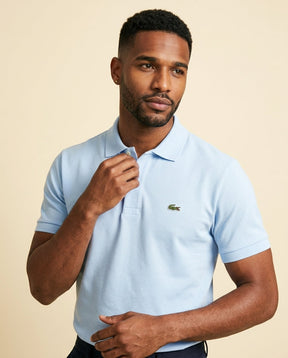 St. Martin Co LC Pale Blue Piqué Short Sleeve Polo — back view