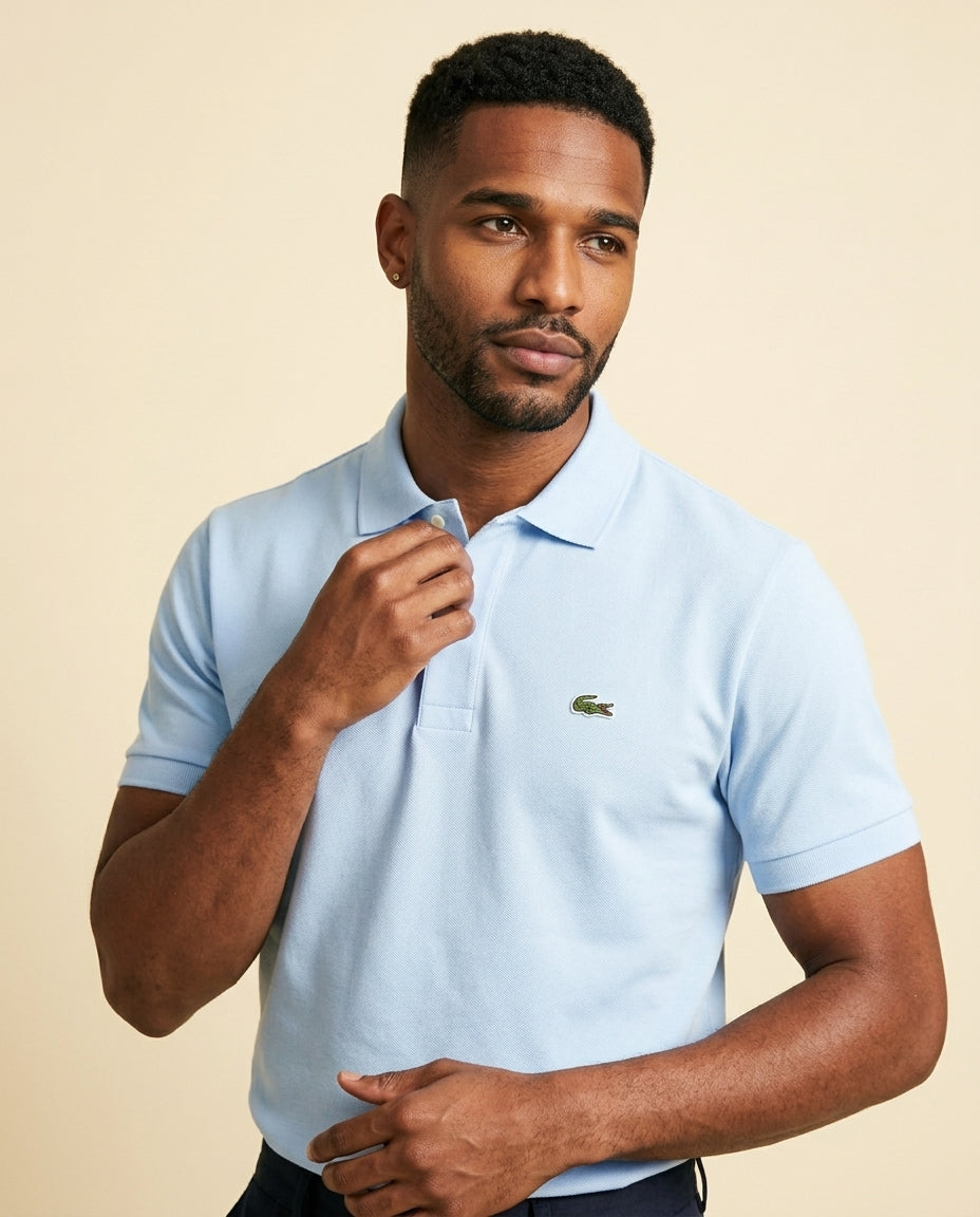 St. Martin Co LC Pale Blue Piqué Short Sleeve Polo — back view