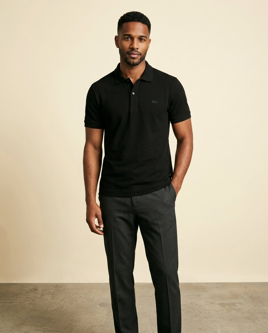 St. Martin Co LC Black Piqué Polo Tonal Detail — detail view