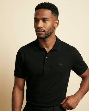 St. Martin Co LC Black Piqué Polo Tonal Detail — back view