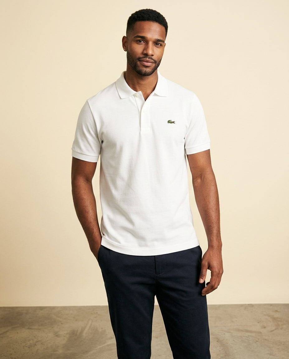 St. Martin Co LC White Piqué Short Sleeve Polo — side view