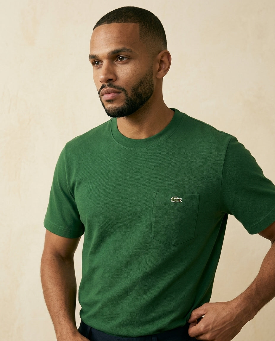 St. Martin Co LC Forest Green Piqué Pocket Tee — detail view