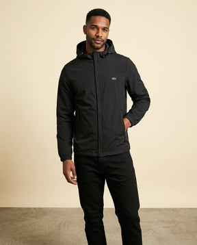 St. Martin Co LC Hooded Shell Windbreaker in Black — detail view