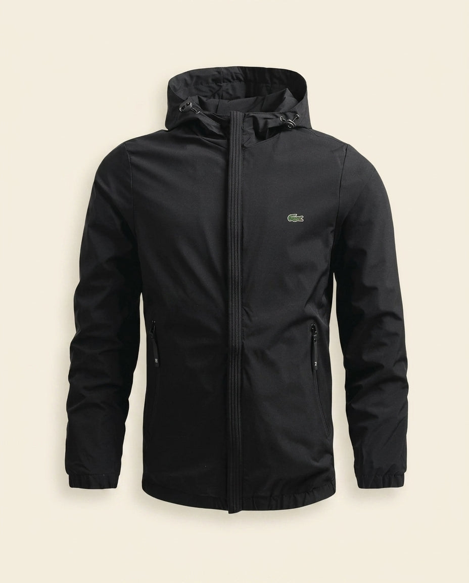 St. Martin Co LC Hooded Shell Windbreaker in Black — front view