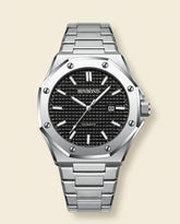 St. Martin Co PD Octagonal Steel Black Dial Watch — front view