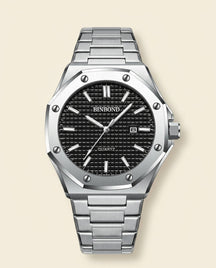 St. Martin Co PD Octagonal Steel Black Dial Watch — front view