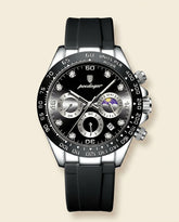 St. Martin Co PD Black Dial Chronograph Moon Phase Watch — front view