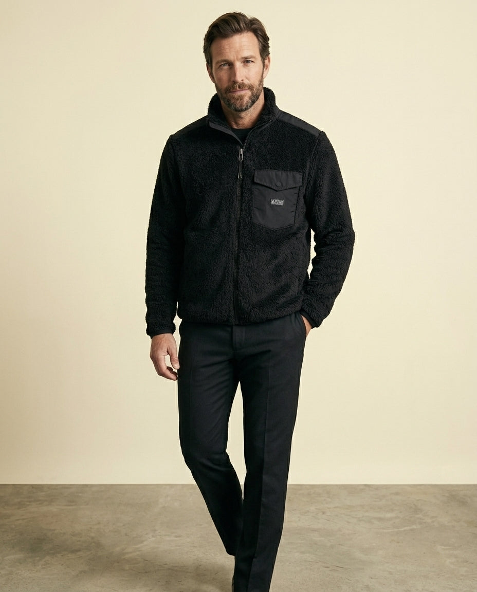 St. Martin Co RL Sherpa Full-Zip Fleece Jacket Black — back view