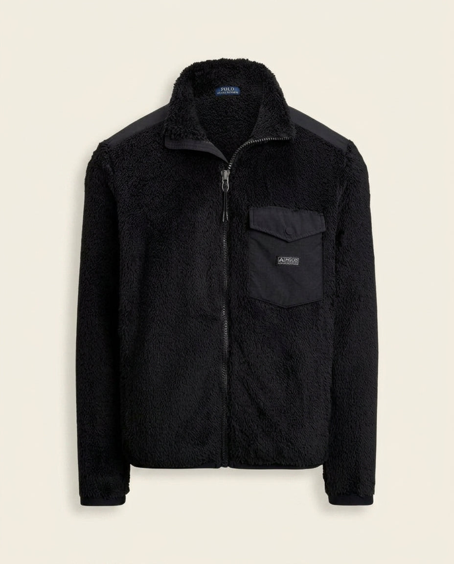 St. Martin Co RL Sherpa Full-Zip Fleece Jacket Black — front view