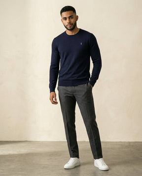 St. Martin Co RL Navy Fine-Knit Crewneck Sweater — detail view
