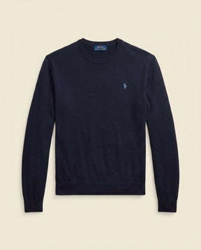 St. Martin Co RL Navy Fine-Knit Crewneck Sweater — back view