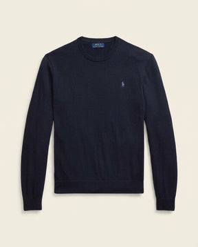 St. Martin Co RL Navy Fine-Knit Crewneck Sweater — front view