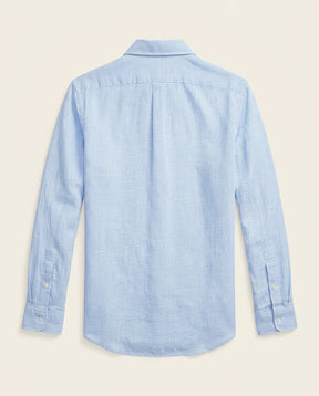St. Martin Co RL Pale Blue Linen Cutaway Collar Shirt — back view