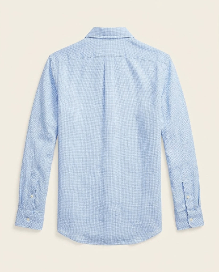St. Martin Co RL Pale Blue Linen Cutaway Collar Shirt — back view