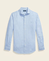 St. Martin Co RL Pale Blue Linen Cutaway Collar Shirt — front view