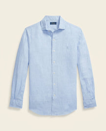 St. Martin Co RL Pale Blue Linen Cutaway Collar Shirt — front view