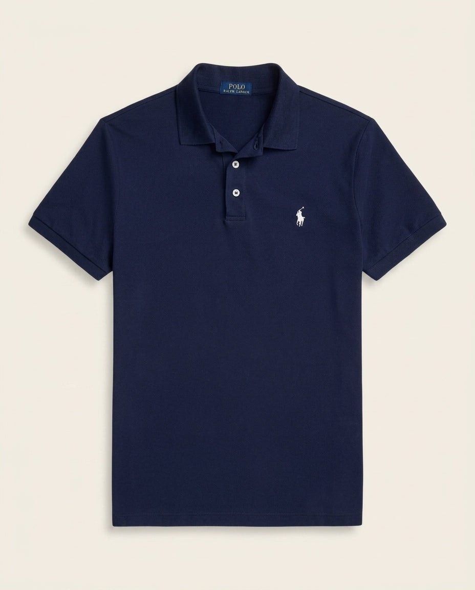 St. Martin Co RL Navy Piqué Short Sleeve Polo — front view