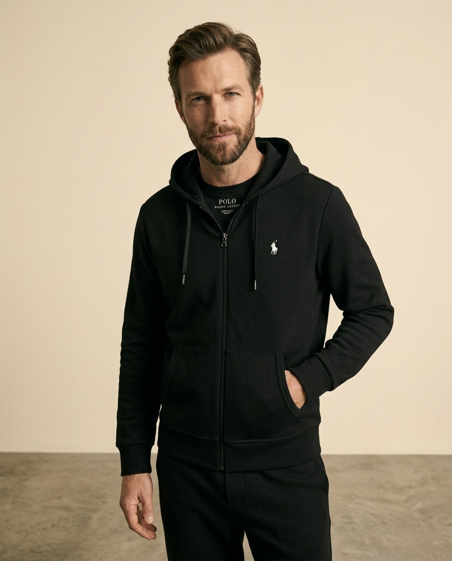 St. Martin Co RL Black Full-Zip Fleece Hoodie — back view