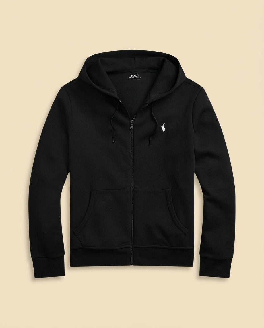 St. Martin Co RL Black Full-Zip Fleece Hoodie — front view