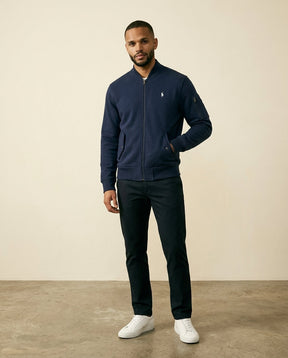 St. Martin Co RL Navy Piqué Bomber Full-Zip Jacket — detail view