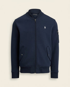 St. Martin Co RL Navy Piqué Bomber Full-Zip Jacket — front view