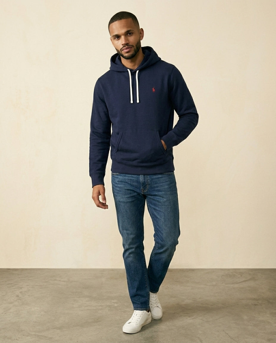St. Martin Co RL Navy Fleece Pullover Hood — detail view