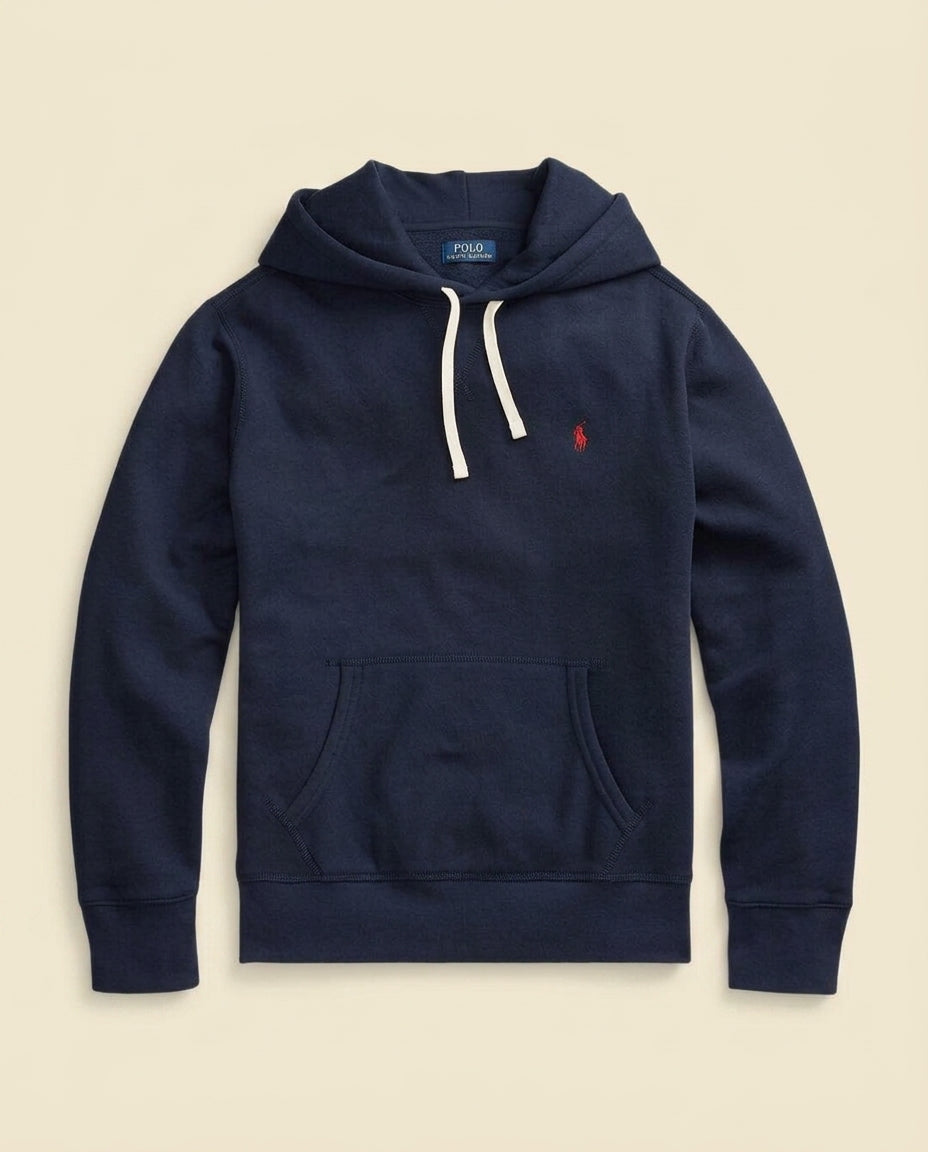 St. Martin Co RL Navy Fleece Pullover Hood — front view