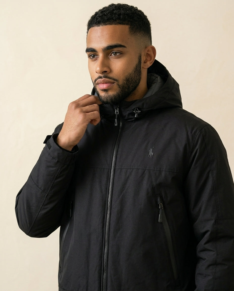 St. Martin Co RL Hooded Technical Shell Jacket Black — back view