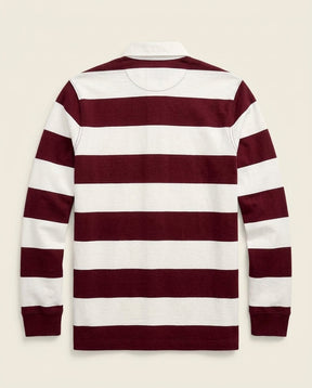 St. Martin Co RL Burgundy Block-Stripe Rugby Shirt — back view