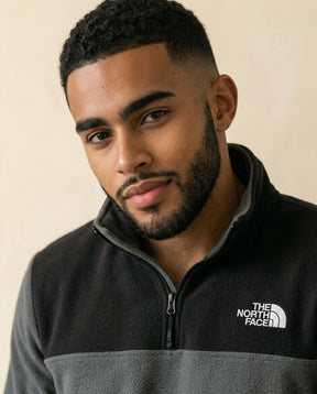 St. Martin Co TNF Slate Quarter-Zip Blocked Fleece — detail view