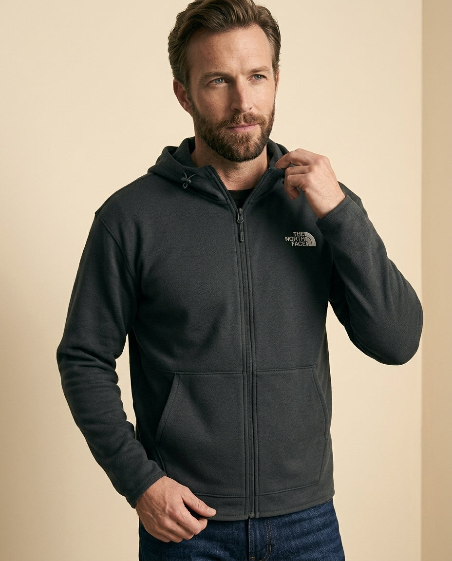 St. Martin Co TNF Dark Slate Full-Zip Hooded Fleece — back view