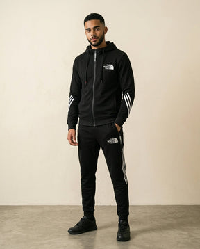 St. Martin Co TNF Black Stripe Panel Zip Tracksuit Set — side view