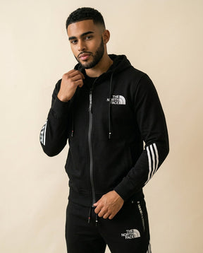 St. Martin Co TNF Black Stripe Panel Zip Tracksuit Set — back view