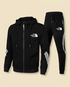 St. Martin Co TNF Black Stripe Panel Zip Tracksuit Set — front view