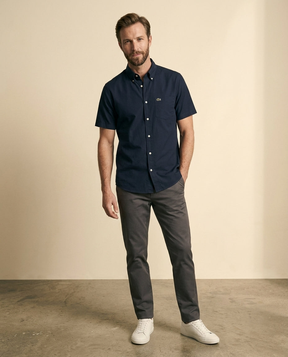 St. Martin Co LC Navy Oxford Button-Down Short Sleeve — side view
