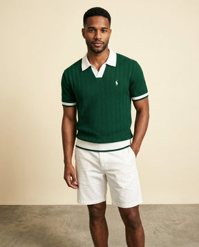 St. Martin Co RL Forest Green Textured Knit Polo Set — side view