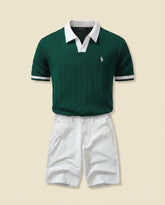 St. Martin Co RL Forest Green Textured Knit Polo Set — front view