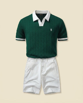St. Martin Co RL Forest Green Textured Knit Polo Set — front view
