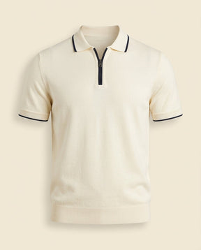 St. Martin Co RL Cream Tipped Quarter-Zip Knit Polo — front view